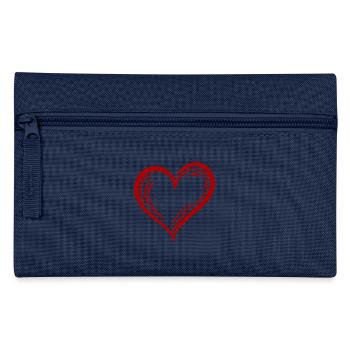 Süßes Hand Gezeichnetes Rotes Herz - Federtasche - Hellblau - Vorne
