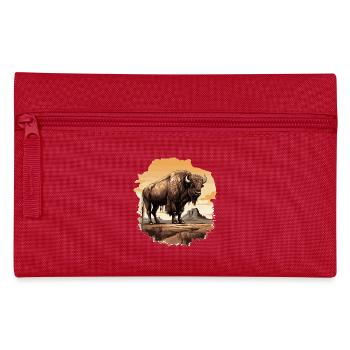 Majestischer Bison im Western-Stil - Federtasche - Rot - Vorne
