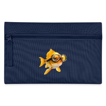 Goldfisch mit Taucherbrille - Federtasche - Hellblau - Vorne