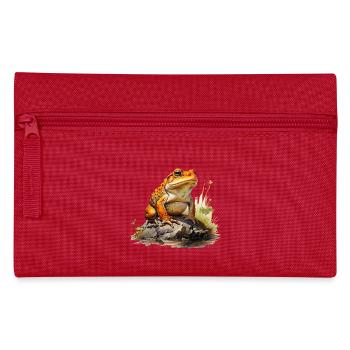 Orange-red frog or toad on stone - Pencil Case - red - Front