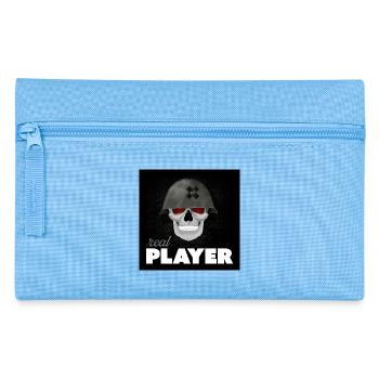Skull Veteran – Real Player Gaming Helm Design - Federtasche - Hellblau - Vorne
