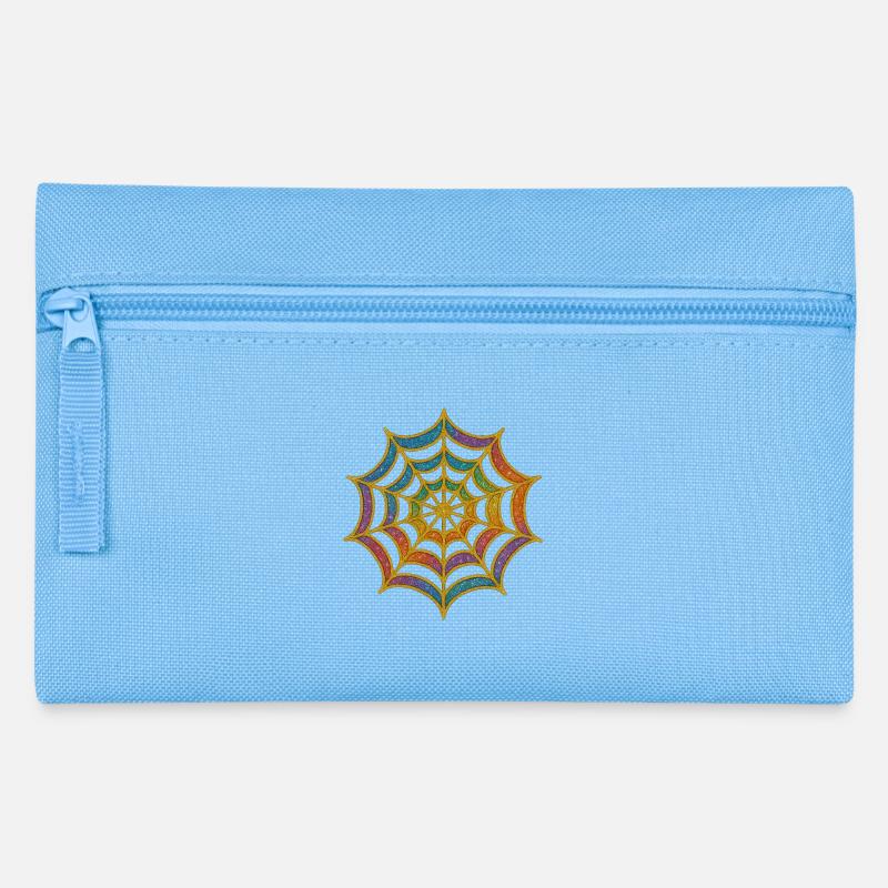 Spinnennetz | Regenbogen-Spinnenweb Goldglitzer - Federtasche - Hellblau