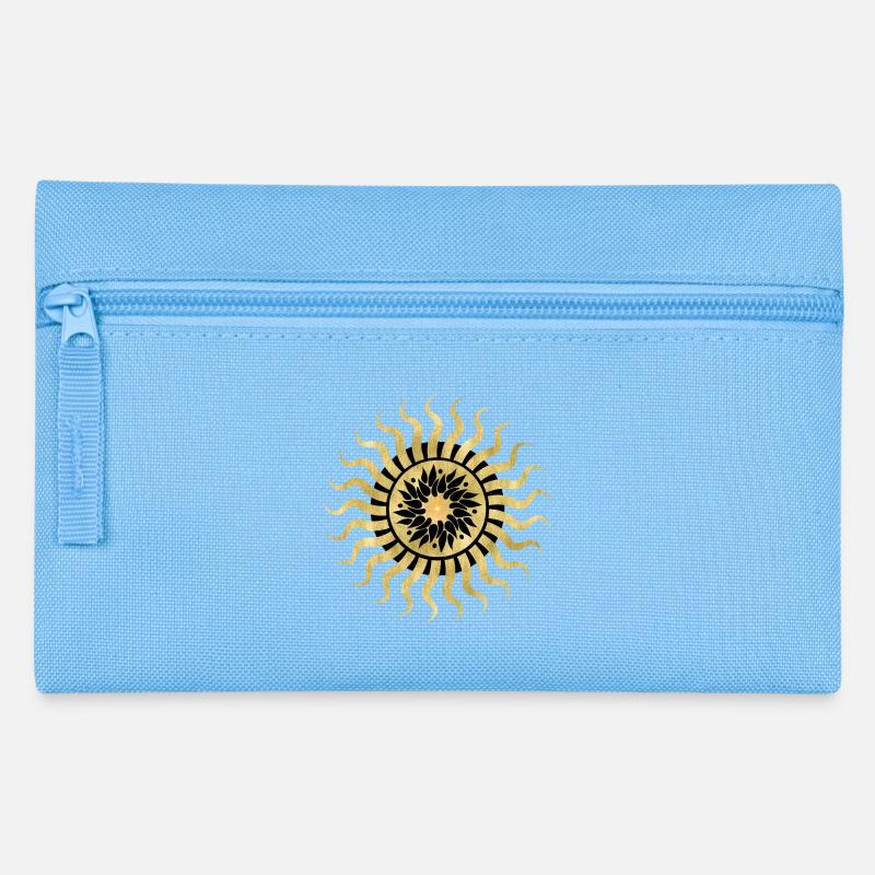 Soleil doré mandala floral - Trousse - bleu clair