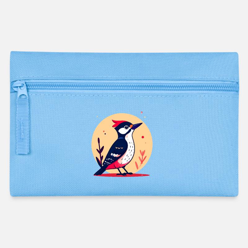 Buntspecht mit roter Haube - Federtasche - Hellblau