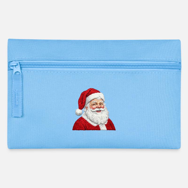 Embroidered Santa Claus – cheerful design (printed) - Pencil Case - light blue