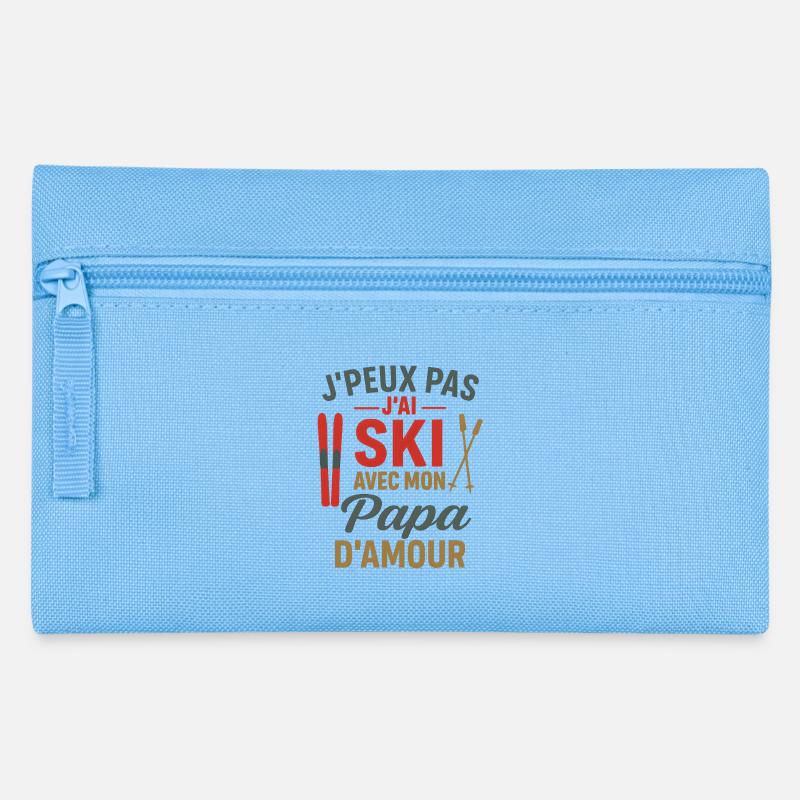 Ich kann nicht. Ich bin mit Papa Ski gefahren. - Federtasche - Hellblau
