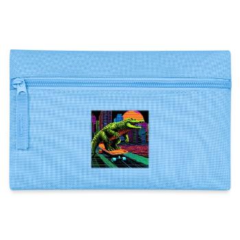 Pixel Art Crocodile – Retro Skater Synthwave - Pencil Case - light blue - Front