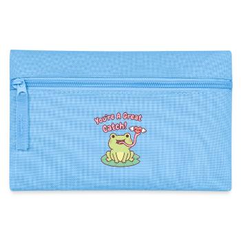 Cute Frog Catches Heart You Are A Great Catch - Pencil Case - light blue - Front