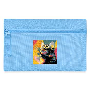 Vivid Pop Cat Portrait - Pencil Case - light blue - Front