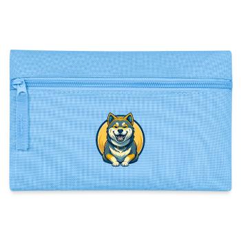 Akita Hund Kawaii Maskottchen Cartoon Clipart Logo Abzeichen - Federtasche - Hellblau - Vorne