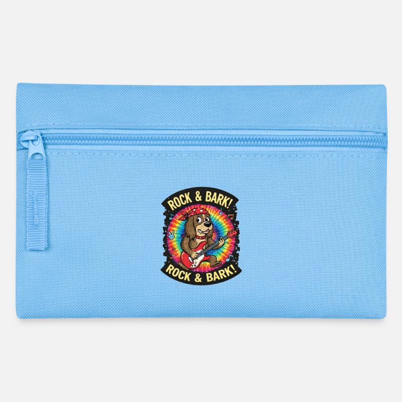 Rock & Bark Tie-Dye Guitar Dog - Pencil Case - light blue