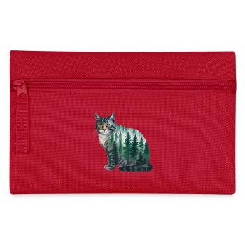 Un chat de la forêt peint à l’aquarelle Chat de la forêt - Trousse - rouge - Devant