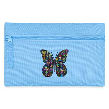 Colorful mosaic butterfly - Pencil Case - light blue - Front
