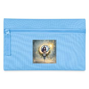 Déesse lunaire en croissant floral - Trousse - bleu clair - Devant