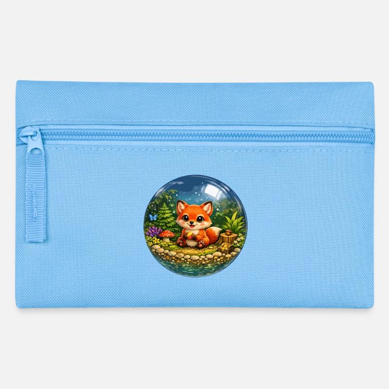 Fuchs im Glaskugelwald - Federtasche - Hellblau