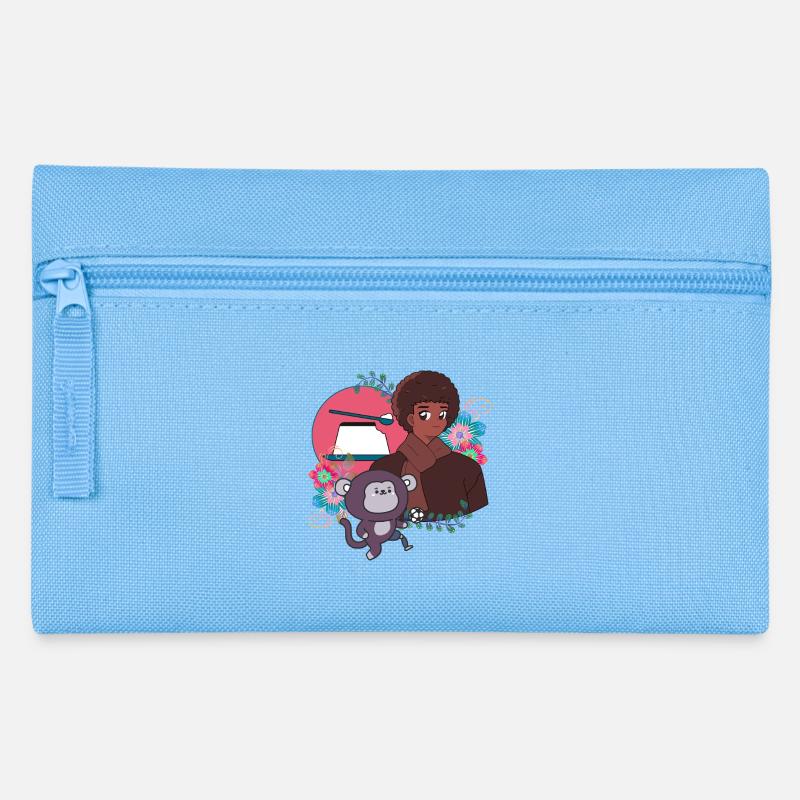 Anime Boy and Soccer Monkey with Prosthetic - Pencil Case - light blue