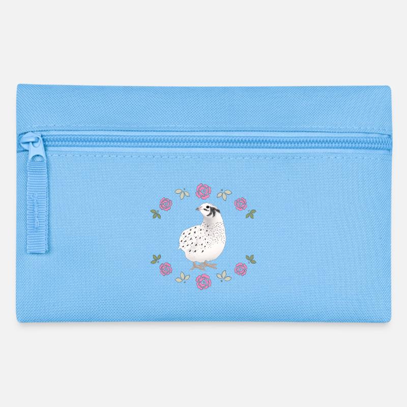 Vintage Quail Design with Roses - Pencil Case - light blue