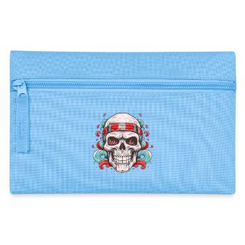 Totenkopf Totenschädel Skelett Horror Gothic Metal - Federtasche - Hellblau - Vorne