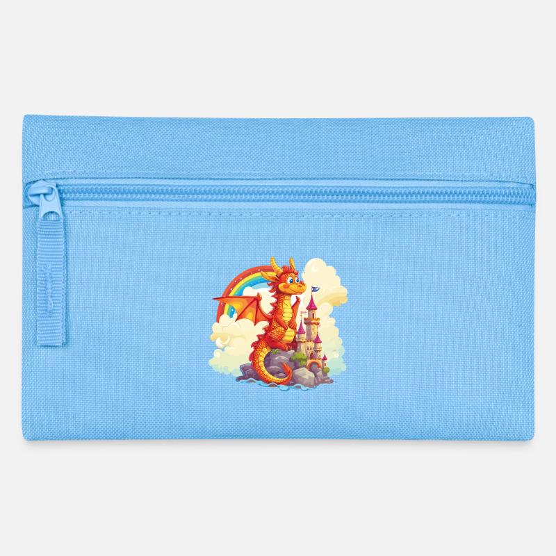 Drache Schloss Regenbogen Süß Niedlich Kindlich - Federtasche - Hellblau