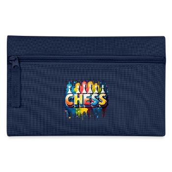Schach mit Figuren, Farbe, schwarzem Rand - Federtasche - Hellblau - Vorne