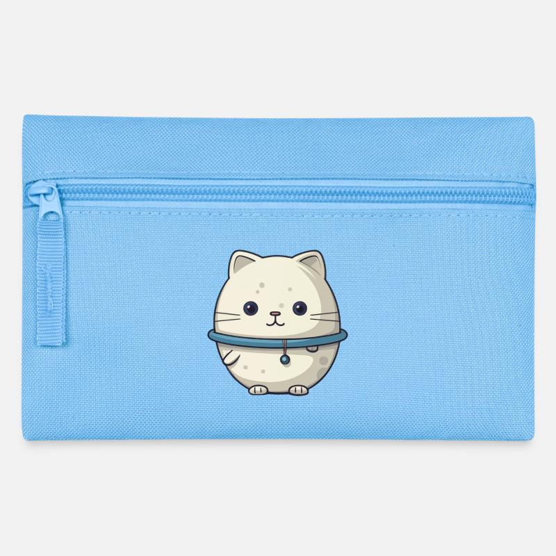 Space Cat Illustration - Pencil Case - light blue