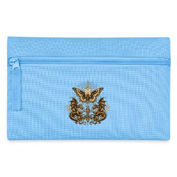 Okkulter Schmetterling mit Drachen – Gothic Dark - Federtasche - Hellblau - Vorne