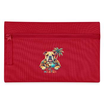 Pop Art Englische Bulldogge Urlaub Strand - Federtasche - Rot - Vorne