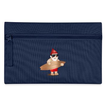 cooler Gartenzwerg mit Sonnenbrille und Surfbrett - Federtasche - Hellblau - Vorne