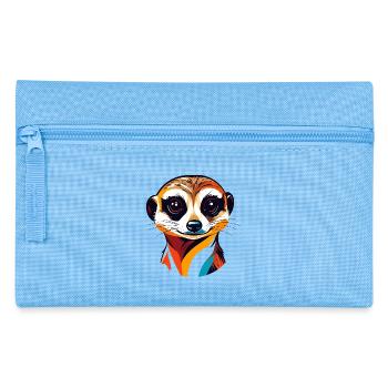 Bunter Erdmännchen Kopf Illustration - Federtasche - Hellblau - Vorne