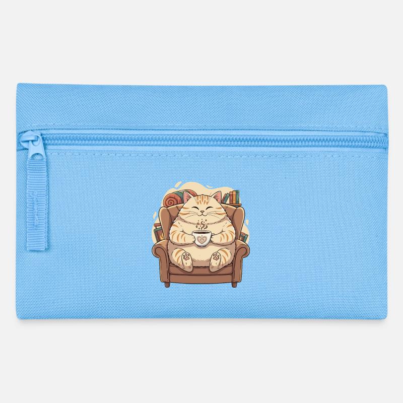 Cuddly kitten with heart coffee - Pencil Case - light blue