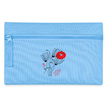 filigrane zarte Blüten, Flowers - Federtasche - Hellblau - Vorne