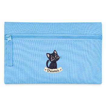 Traumhafte Schwarze Katzen-Kawaii - Federtasche - Hellblau - Vorne