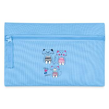 Katzen im Streifenlook  - Federtasche - Hellblau - Vorne