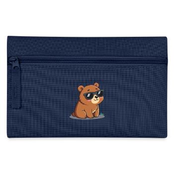 Süßer Teddybär Cartoon Schwarze Brille - Federtasche - Hellblau - Vorne