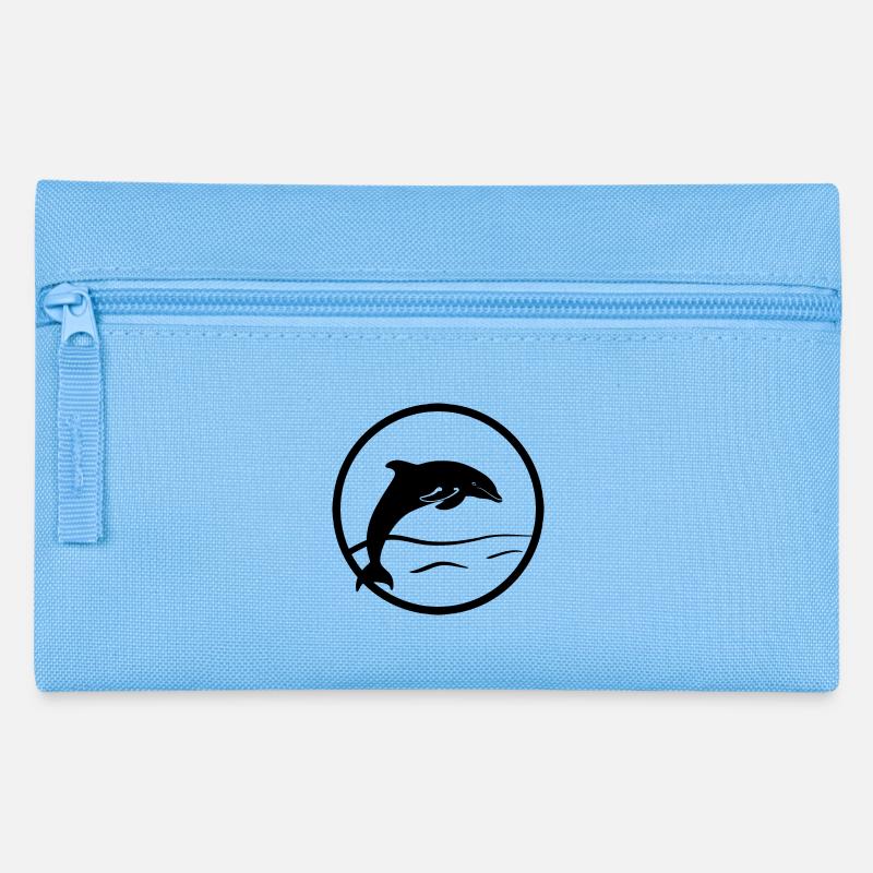 Dauphin sautant dans la mer à l’aspect d’un timbre - Trousse - bleu clair