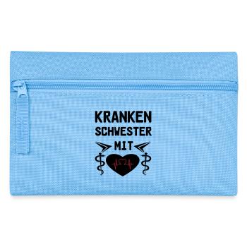 Krankenschwester mit Herz Medizin Geschenk - Federtasche - Hellblau - Vorne