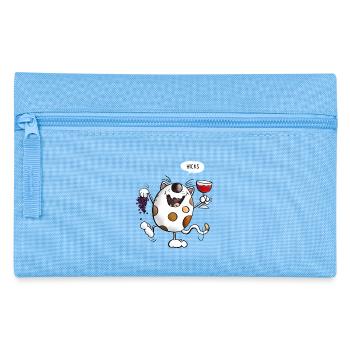 Mignon chat comique - Trousse - bleu clair - Devant