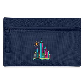 Lebendige abstrakte Stadtsilhouette Moderne farbenfrohe Kunst - Federtasche - Hellblau - Vorne