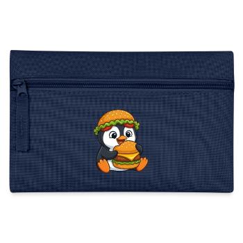 Pingouin mignon avec motif de dessin animé de burger - Trousse - bleu clair - Devant