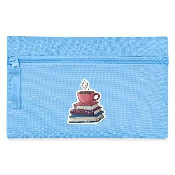 Coffee and stacks of books - Pencil Case - light blue - Front