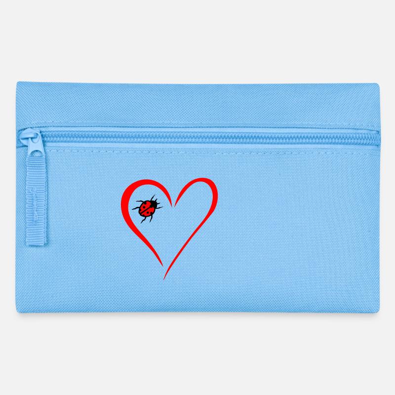 Herz mit Marienkäfer - Federtasche - Hellblau