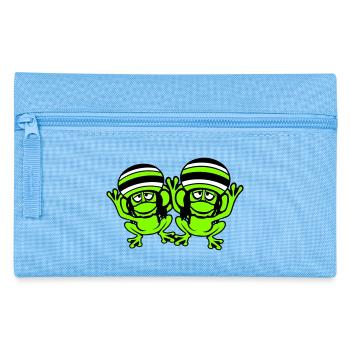 2 Frösche Reggae Musik Rasta Haare Mütze Jamaika - Federtasche - Hellblau - Vorne