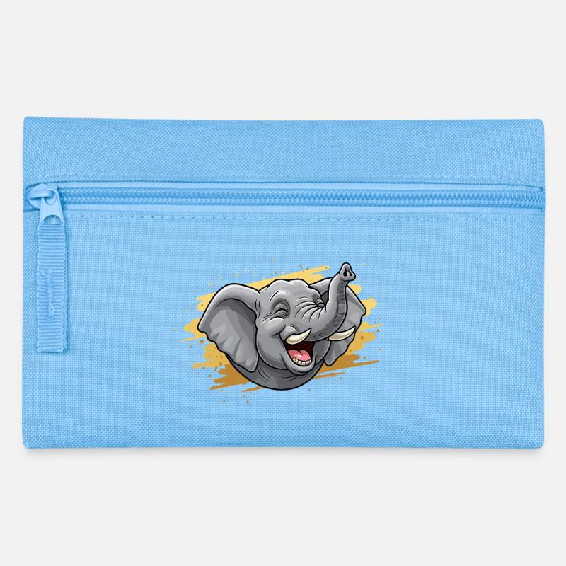 Laughing Elephant Head Comic - Pencil Case - light blue