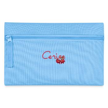 Kirschen mit Text Cerise französisch - Federtasche - Hellblau - Vorne