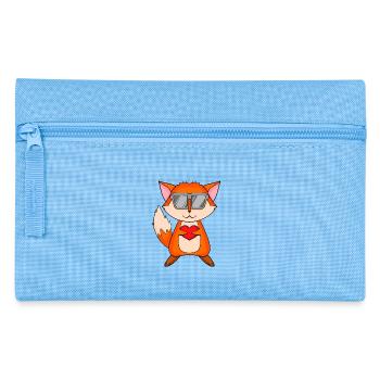 Fuchs mit Sonnenbrille und Herz - Federtasche - Hellblau - Vorne