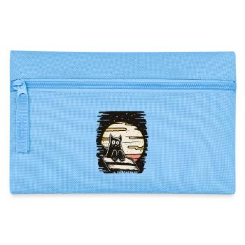 a cat sitting on the roof - Pencil Case - light blue - Front