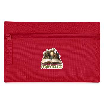 Storyteller – Fantasy Rollenspiel Buch Design - Federtasche - Rot - Vorne