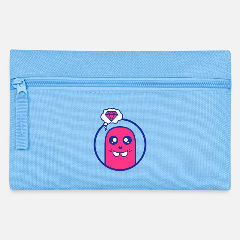 Figurine comique mignonne (Diamant, Cercle) - Trousse - bleu clair