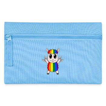 Regenbogen Schaf mit Hanteln - Federtasche - Hellblau - Vorne