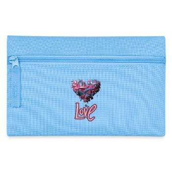 Rosa und blaues geometrisches Herz - Federtasche - Hellblau - Vorne